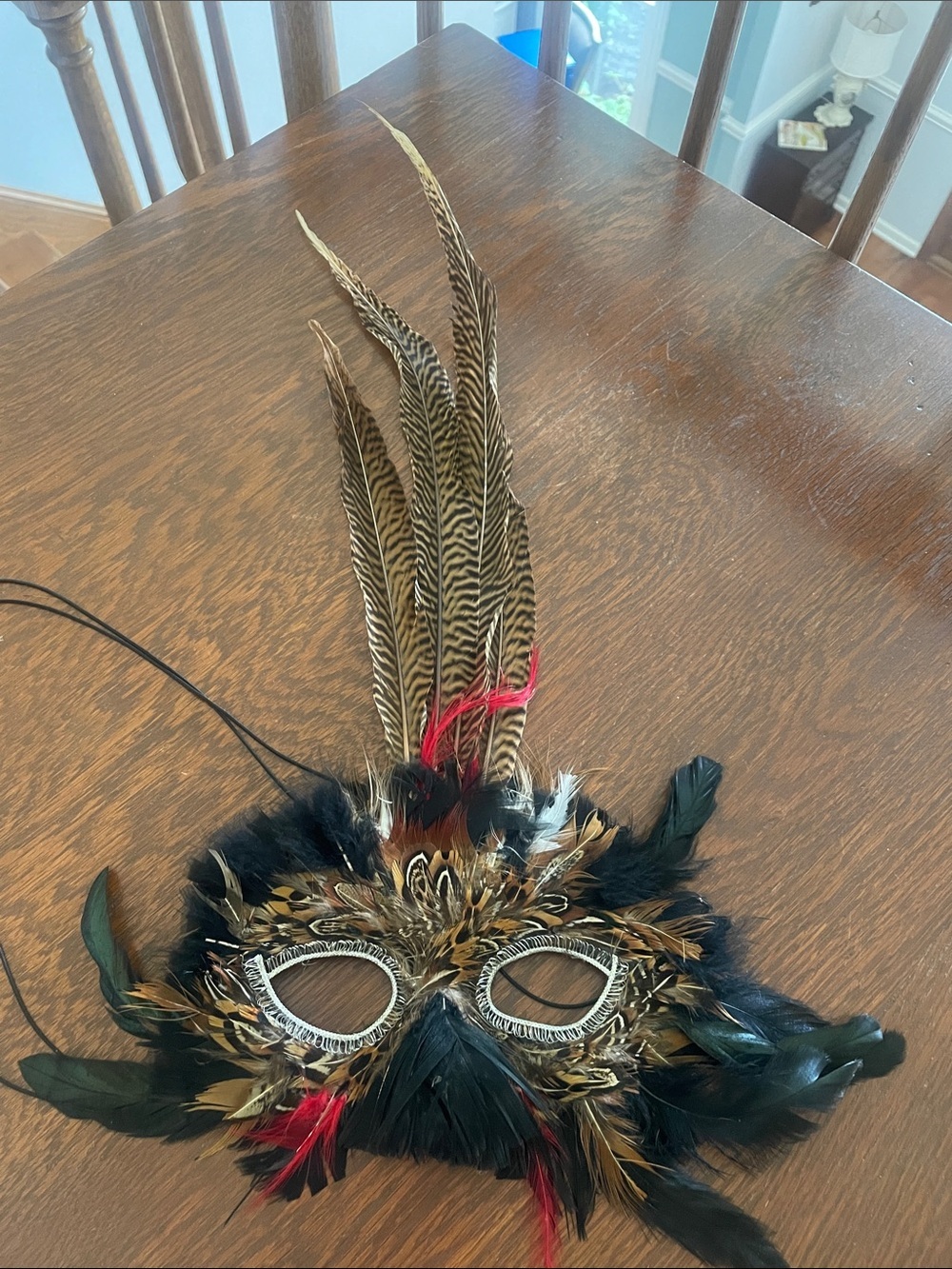 Feathered Masquerade Mask blacks and browns